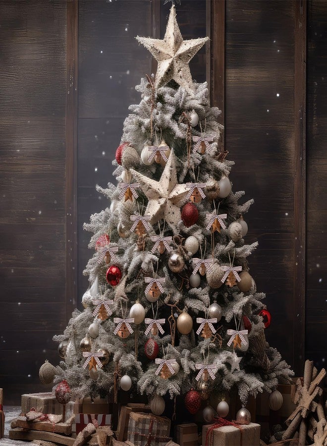Vertintong 80 Pcs Christmas Rusty Metal Jingle Bells Kit Includes 25 Retro Rusty Bells 25 Rustic Metal Star 15 Country Acorn 10 Christmas Tree Bell with Jute Rope Ribbon Xmas Wreath Holiday Decoration - Image 4